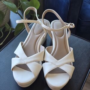 Giani Bernini Cream Crisscross Ankle-Strap Platform Sandals